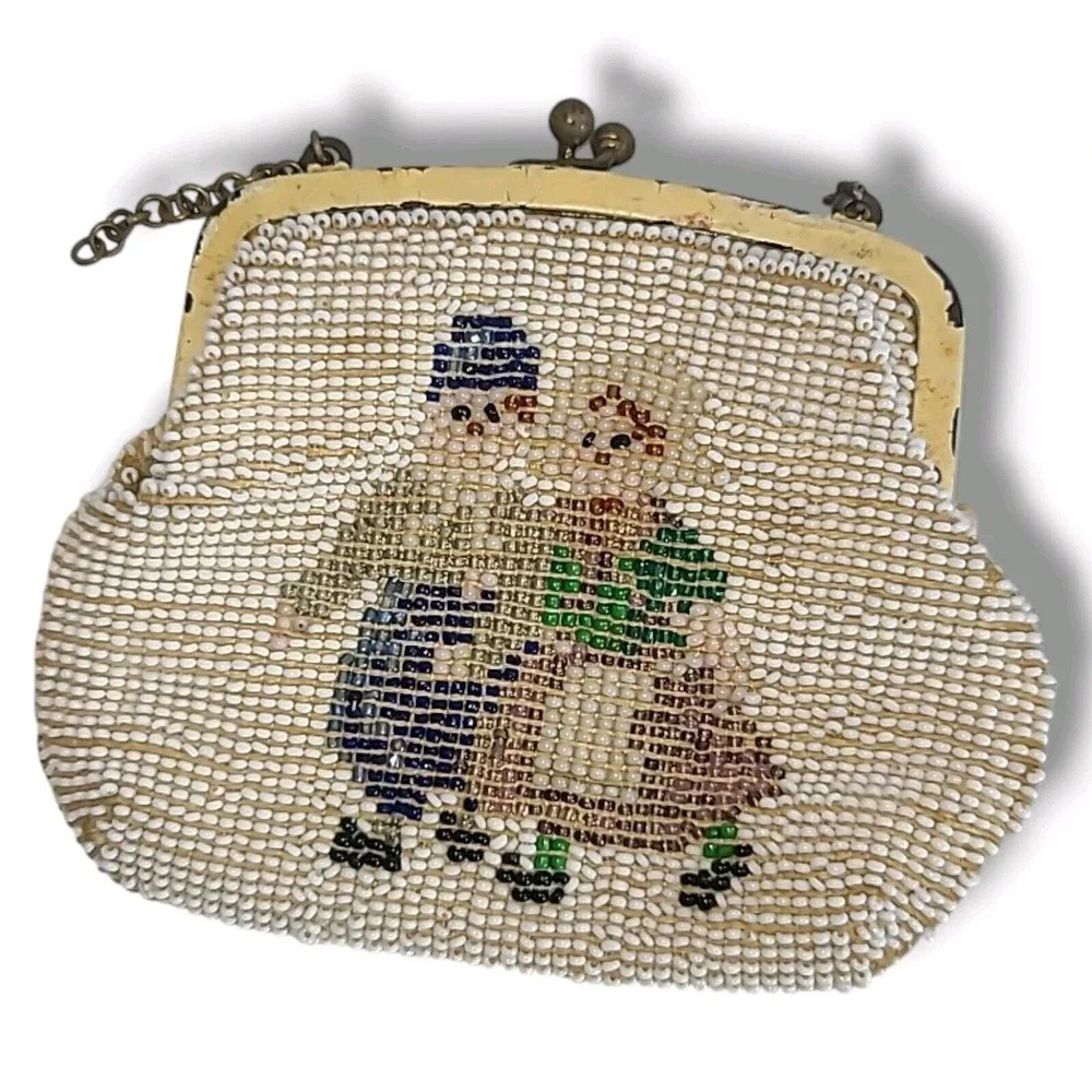 Vintage/Antique 20s 30s Czechoslovakia Beaded‎ Coin Purse * Broken Chain